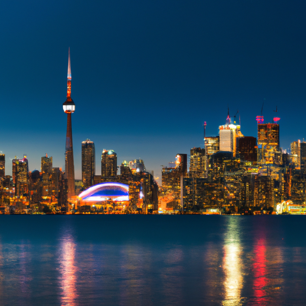 AI-generated Toronto skyline with broadcast tower